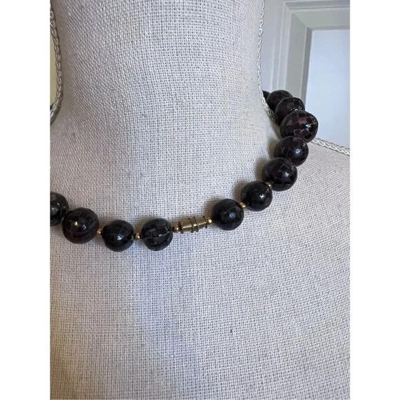 Vintage Plastic Black Beaded Choker Necklace Retro Graduated Beads 18” - Picture 3 of 6